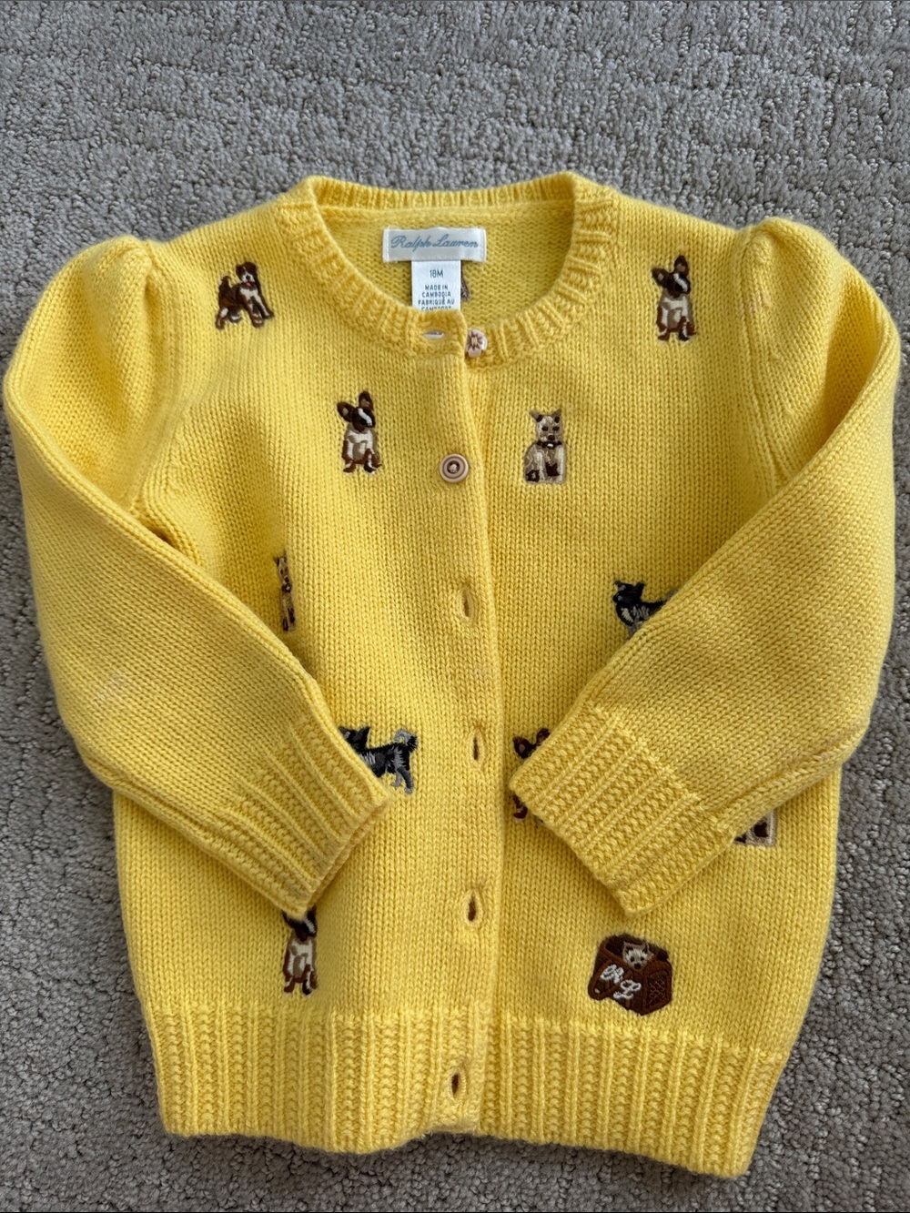 Ralph Lauren baby girl dog cardigan sweater